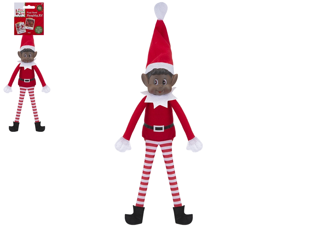 12" Red Regular Long Leg Soft Body Dark Skin Elf Boy - Click Image to Close