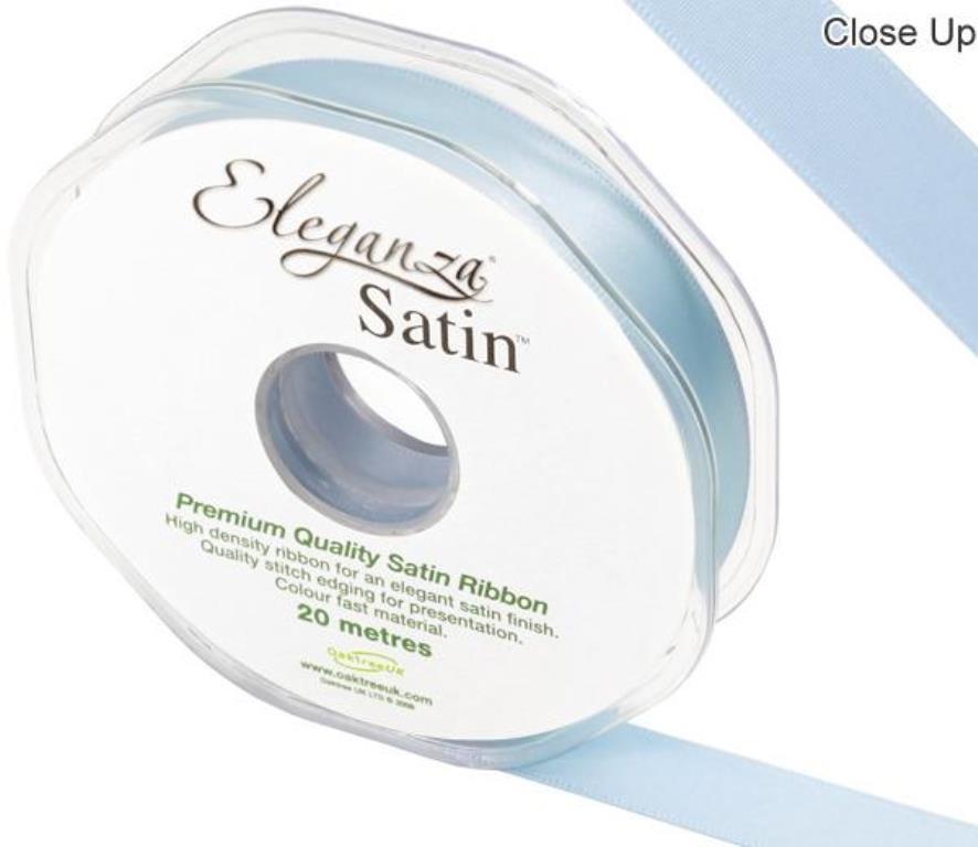 Eleganza Double Faced Satin 15mm X 20M Light Blue No25 - Click Image to Close