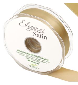 Eleganza Double Faced Satin 25mmx20M Gold Ribbon - Click Image to Close