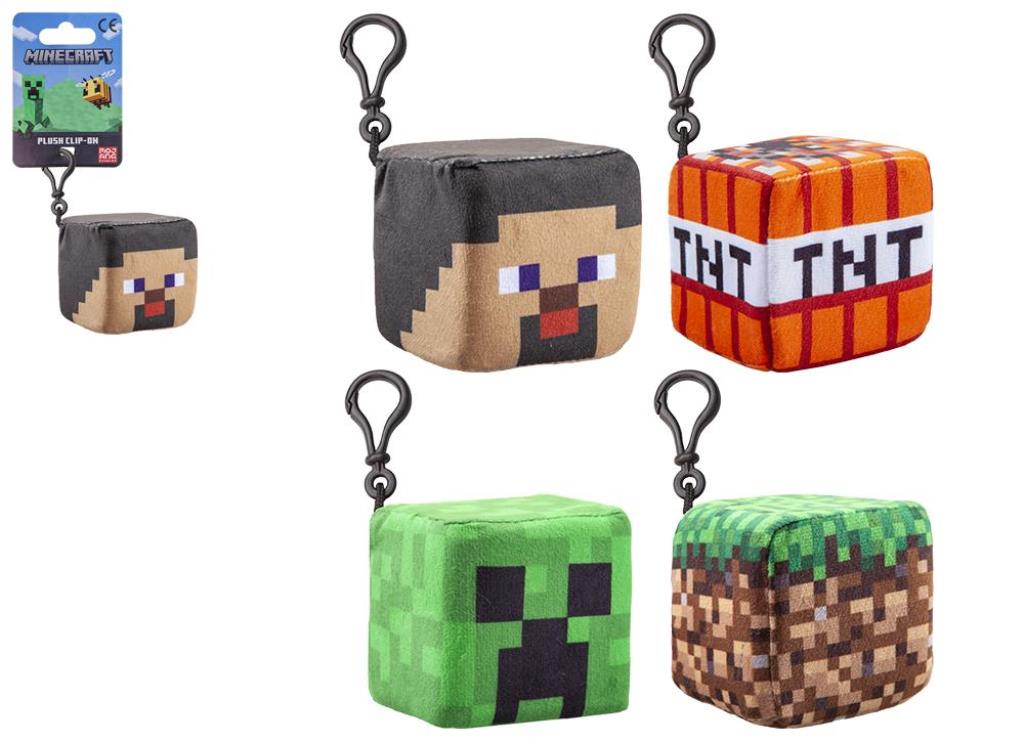 Minecraft 8cm Plush Cube With Clip ( Assorted Designs ) - Click Image to Close