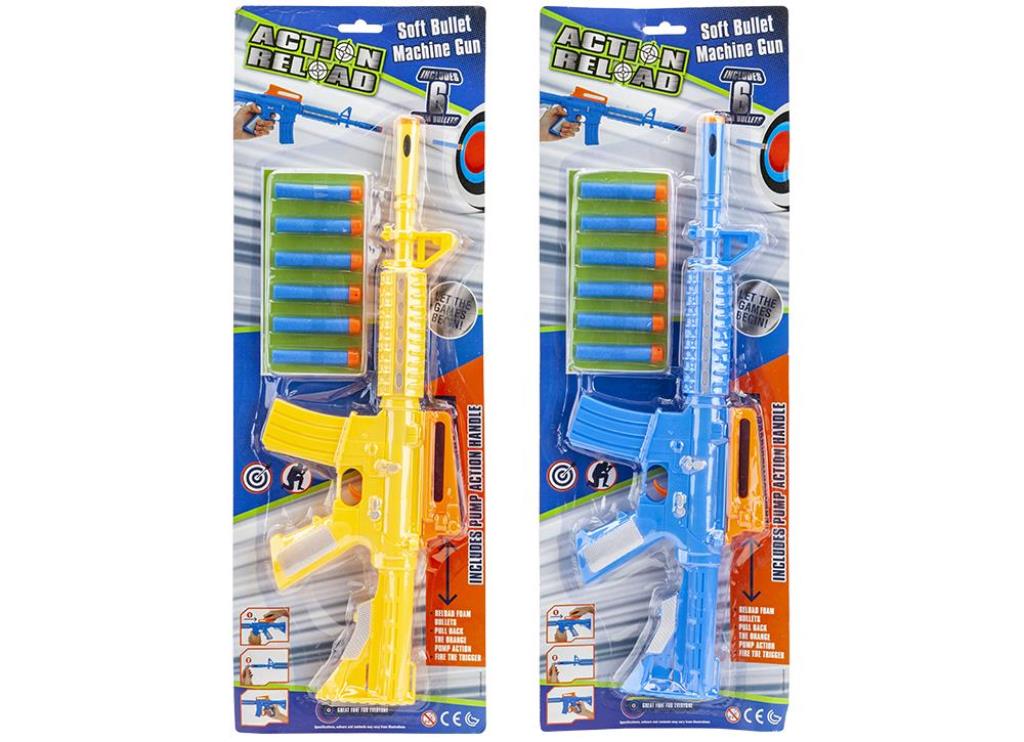 MACHINE GUN WITH SIX SOFT EVAFOAM DARTS 16.5" - Click Image to Close