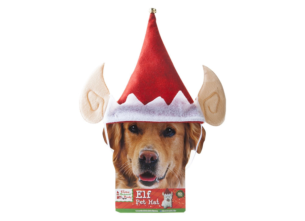 ELF PET HAT WITH ELF EARS & STRAP - Click Image to Close