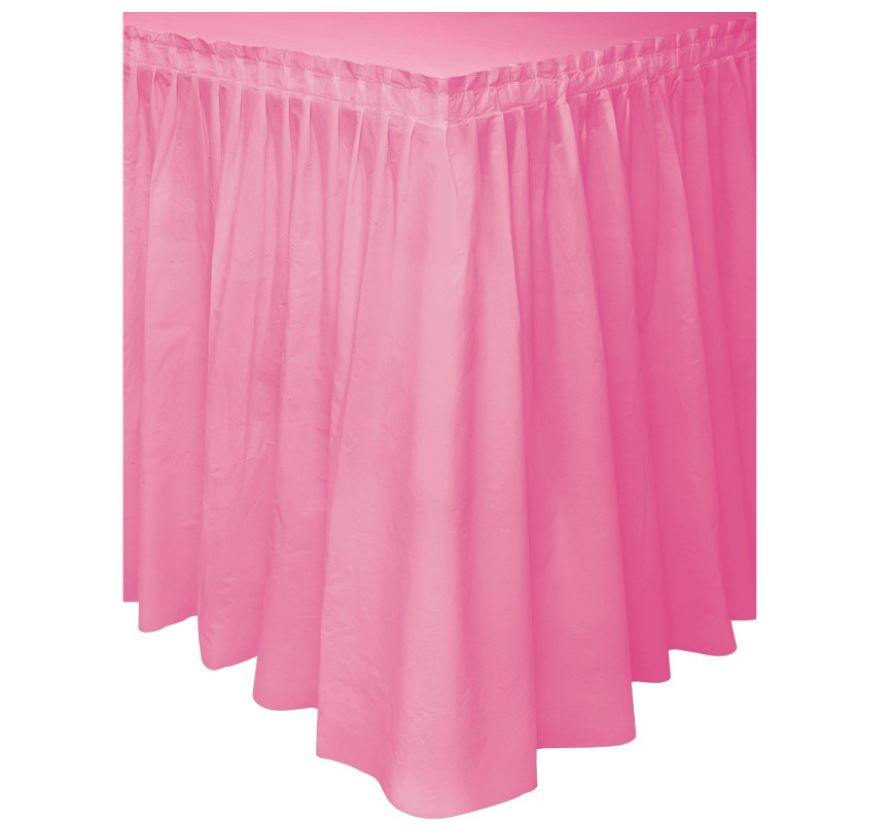 Hot Pink Solid Plastic Table Skirt 29"X14Ft - Click Image to Close