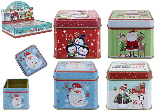 Square Christmas Tin Box 7.5cm - Click Image to Close