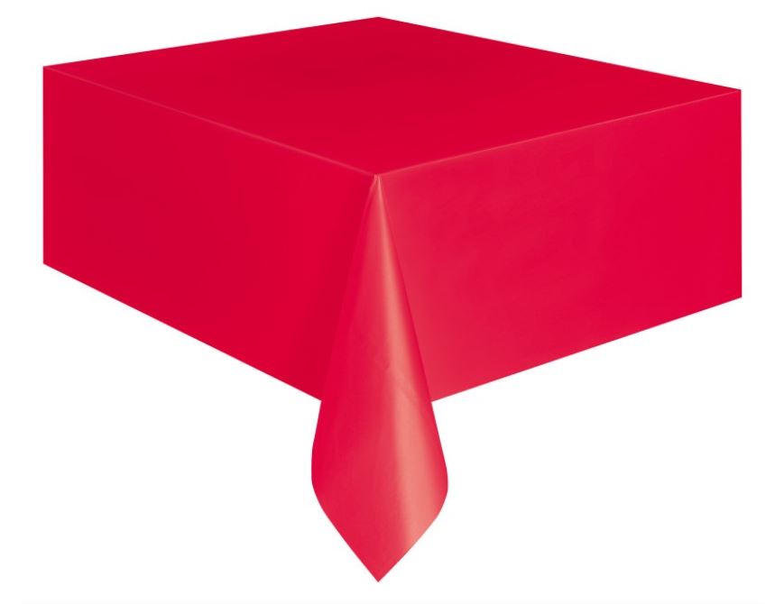 Ruby Red Solid Rectangular Plastic Table Cover 54 X 108" - Click Image to Close