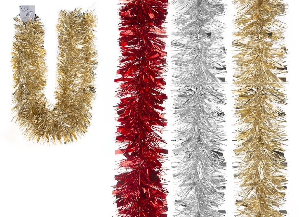 6Ply Thick And Thin Tinsel Red/Gold/Silver - Click Image to Close