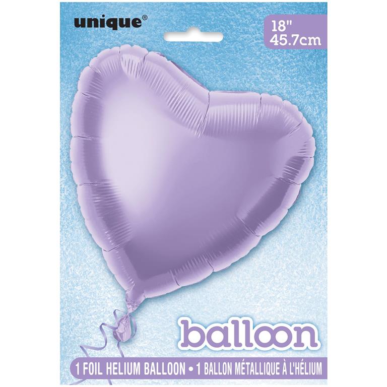 Solid Heart Foil Balloon 18" Lavender - Click Image to Close