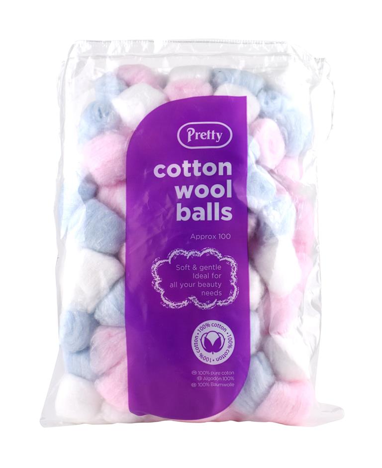 Pretty Cotton Wool Balls 100 Pack - Click Image to Close