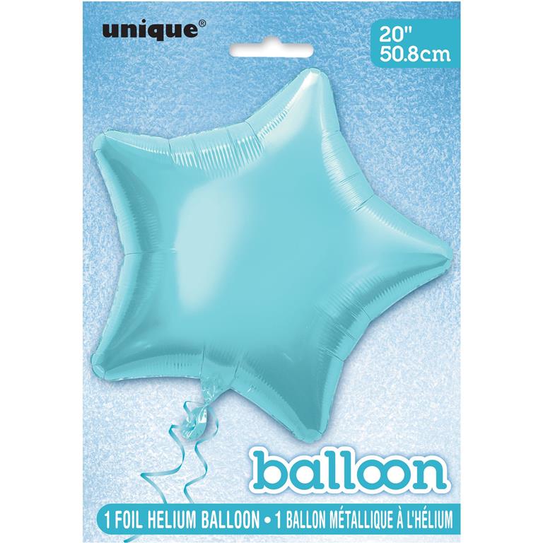 Solid Star Foil Balloon 20" Baby Blue - Click Image to Close
