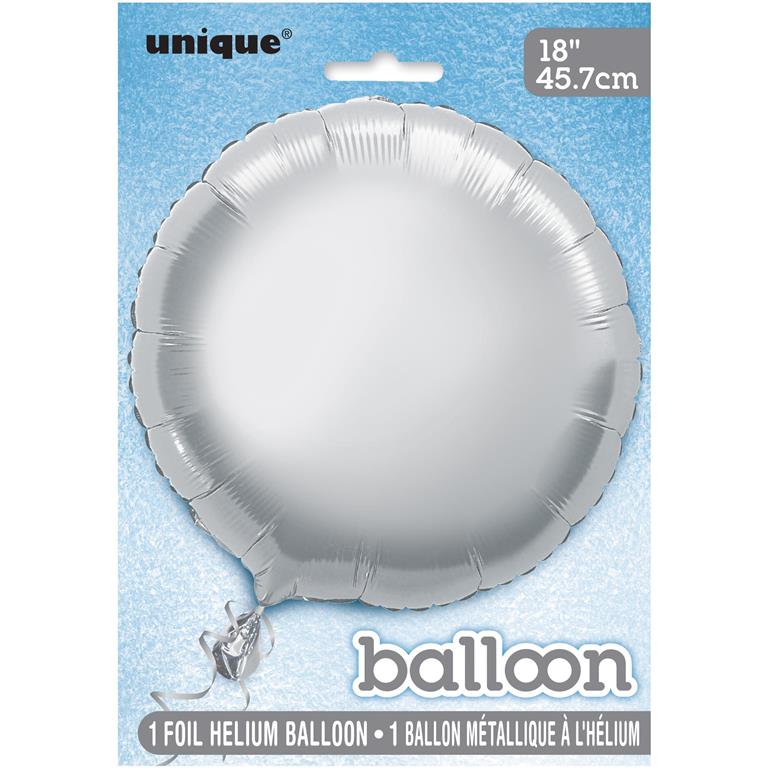 Solid Round Foil Balloon 18" Silver - Click Image to Close