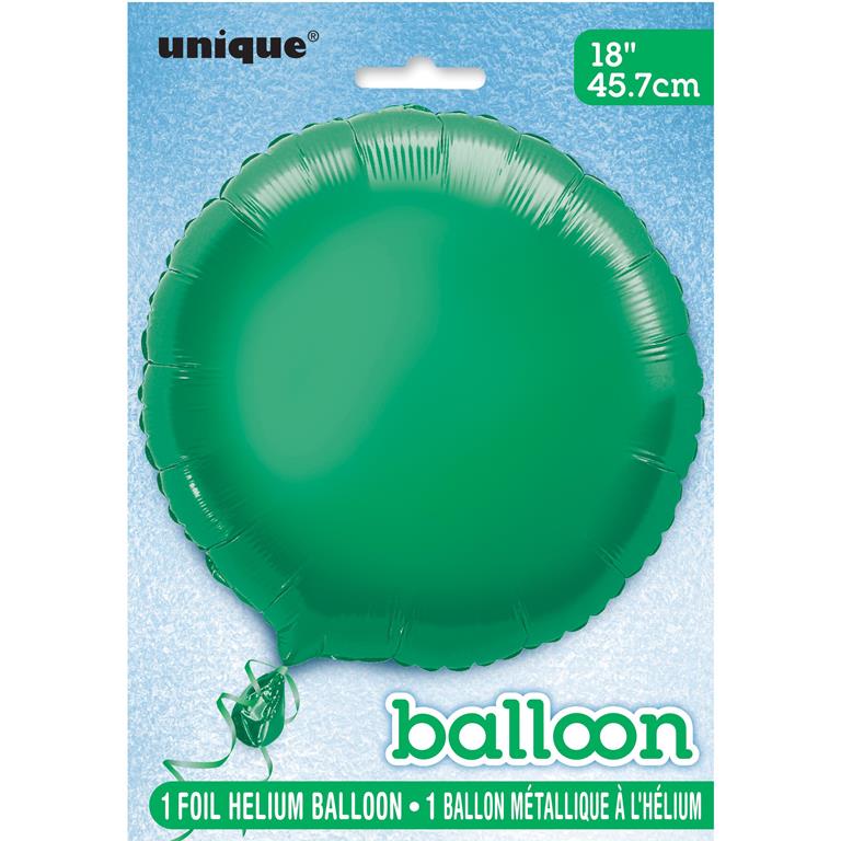 Solid Round Foil Balloon 18" Green - Click Image to Close