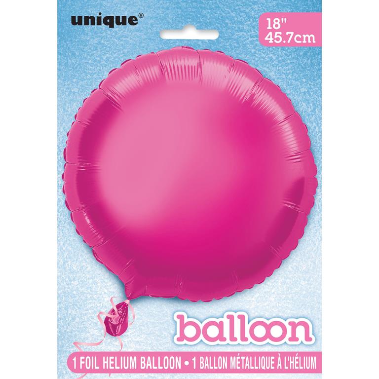 Solid Round Foil Balloon 18" Hot Pink - Click Image to Close