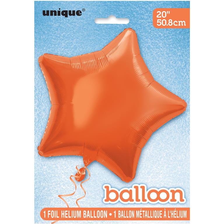 Solid Star Foil Balloon 20" Orange - Click Image to Close