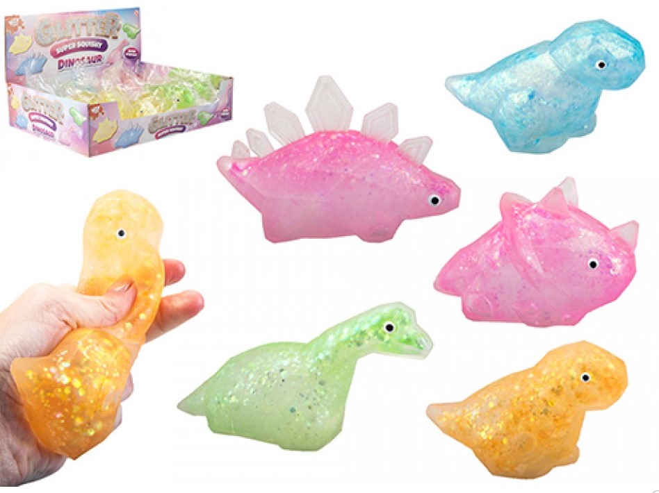 Glitter Dinosaur Squeeze Squishy Toy ( Assorted Colours ) - Click Image to Close