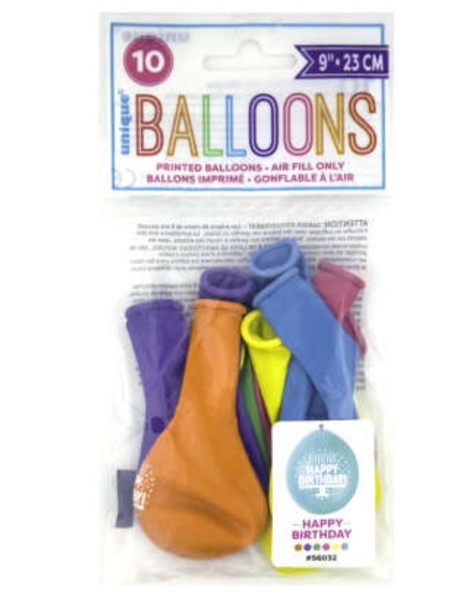 Happy Birthday 9" Latex Balloons 10Ct - Click Image to Close