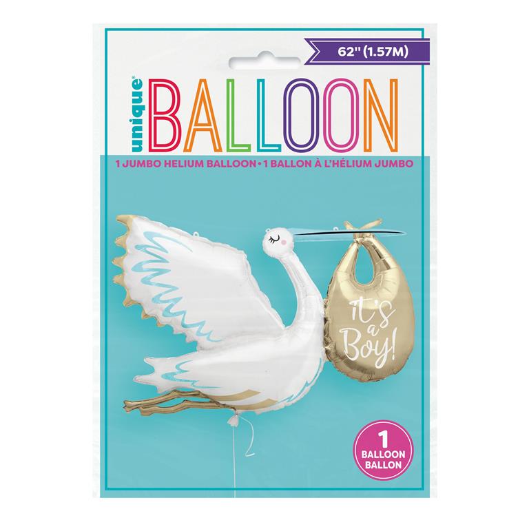 Stork It's A Boy Giant Foil Balloon 62" - Click Image to Close