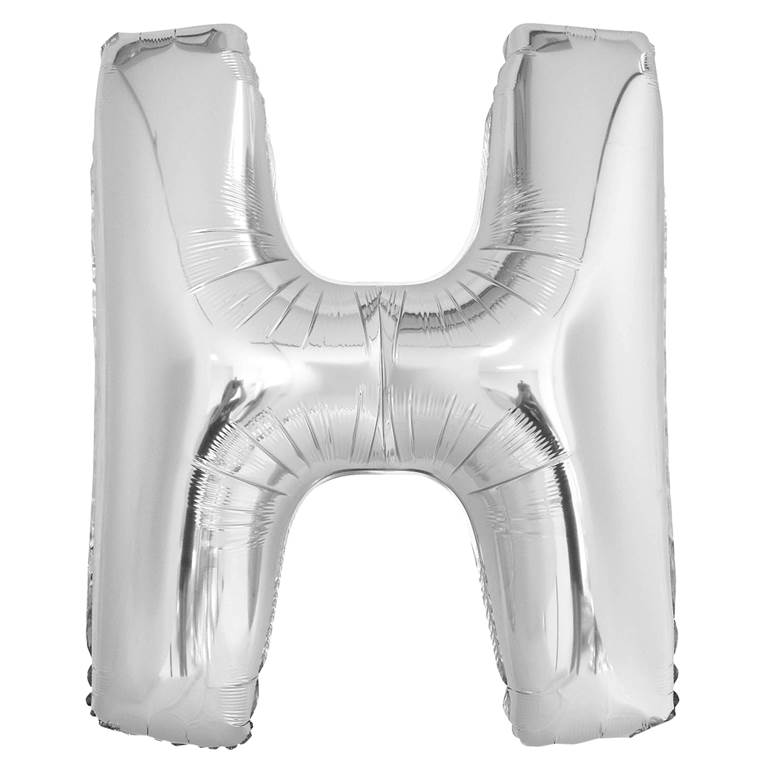 Silver Letter H Shaped Foil Balloon 34" Pack aged - Click Image to Close