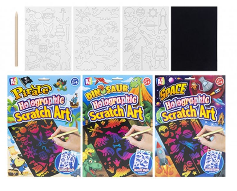 Boys Holographic Scratch Art Stencil & Tools ( Assorted ) - Click Image to Close