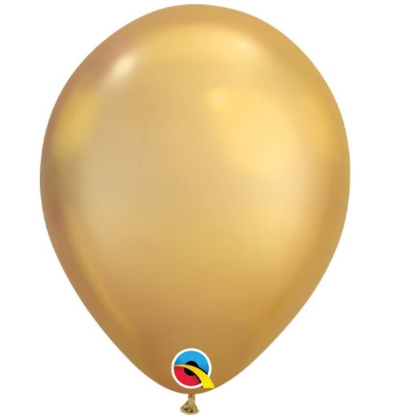 11" Rnd Chrome Gold 100Ct Qualatex Plain Latex - Click Image to Close
