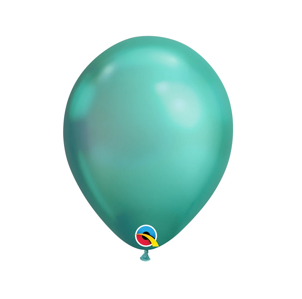 11" Qualatex Round Chrome Green 100 Pack Latex Balloon - Click Image to Close