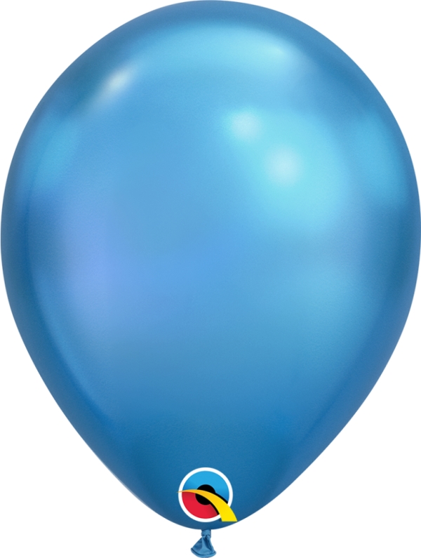 Qualatex 11" Round Chrome Blue Latex Balloons 25 Pack - Click Image to Close