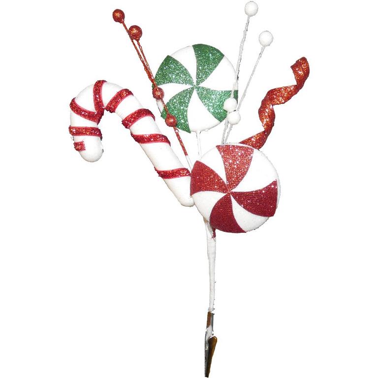 30CM CANDY CANE CLIP RED - Click Image to Close