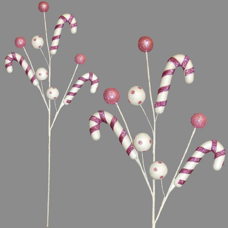 65CM CANDY CANE BALL PICK PINK - Click Image to Close