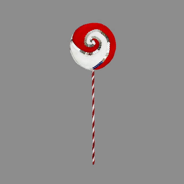 12CMX38CM LOLLIPOP DECORATION RED & WHITE - Click Image to Close