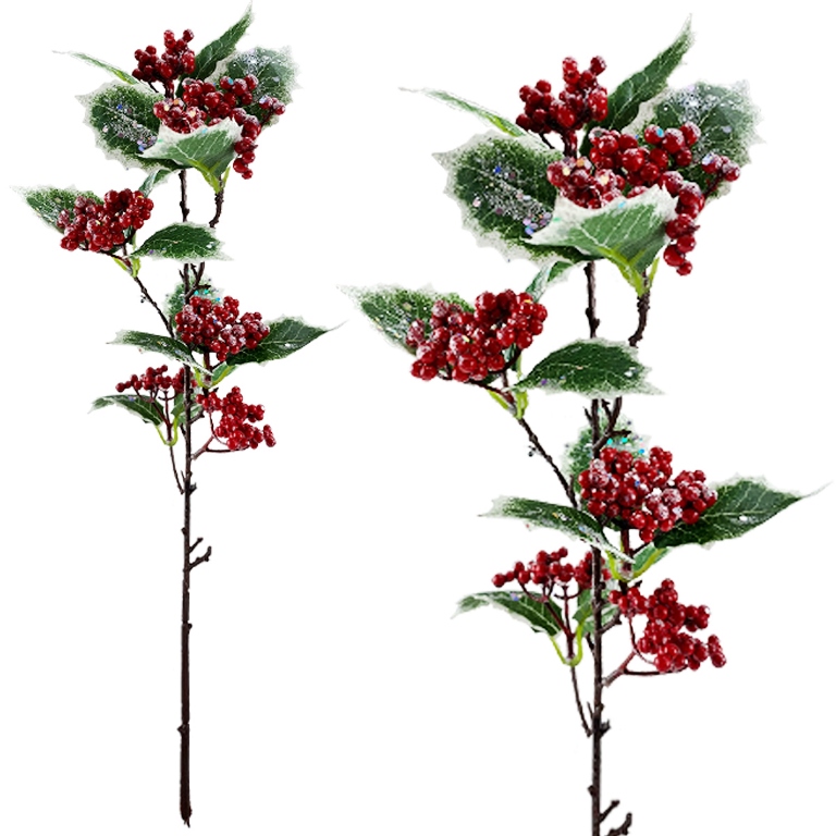 Frosted Holly Stem 49cm - Click Image to Close