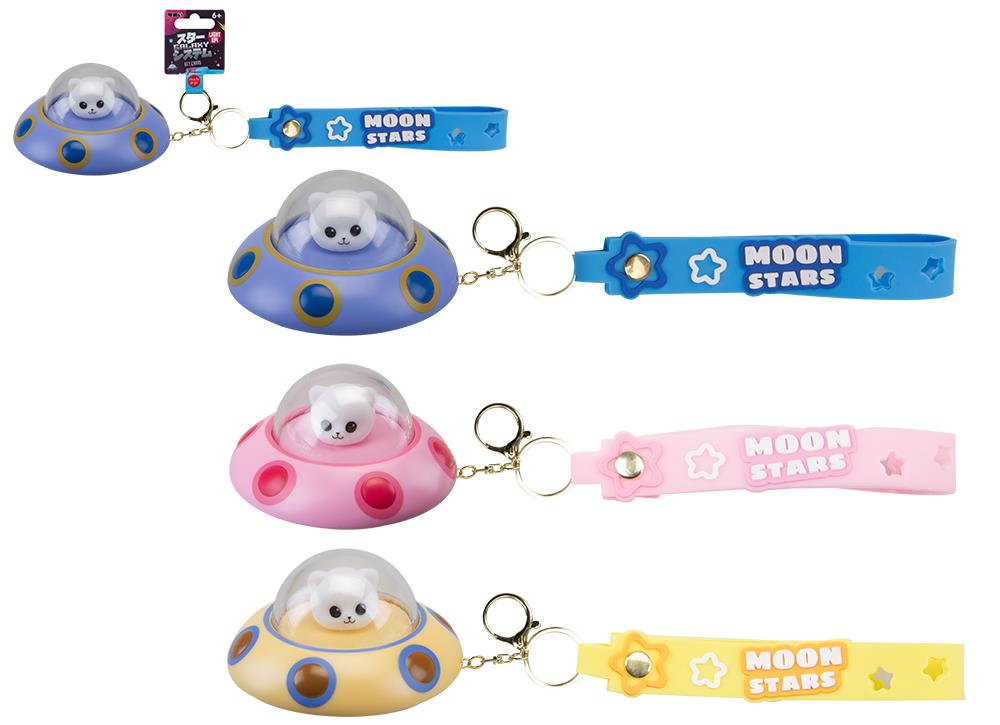 Ufo Light Up Keyring With Strap 6cm - Click Image to Close