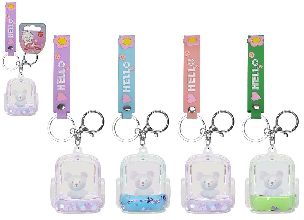 Liquid Filled Charm Keyring With Strap Backpack Design - Click Image to Close