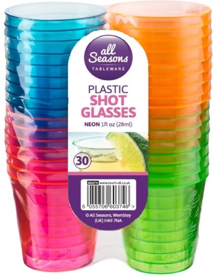 Shot Glasses Neon - 30pk x 28ml (1oz) - Click Image to Close