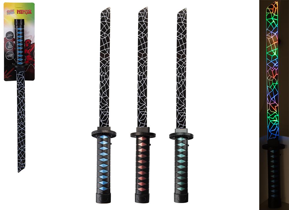 Light Up Flaw Katan Sword With Sound 3 Assorted - Click Image to Close