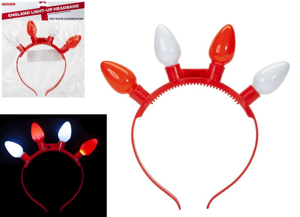 St George Red White Headband With 3 Multi Function Bulbs - Click Image to Close