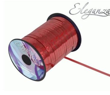 Eleganza Poly Curling Ribbon Holographic 5mm X250Yds Red - Click Image to Close