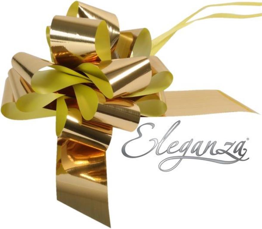 Eleganza Poly Pull Bows Metallic 50mm X 20Pcs Gold - Click Image to Close