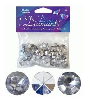 12mm D[[130]]cor Diamante Diamonds 28G Silver ( Clear With Mirro - Click Image to Close