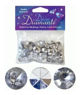 Clear Mirrored Effect 12mm Decor Diamante Diamonds 28g
