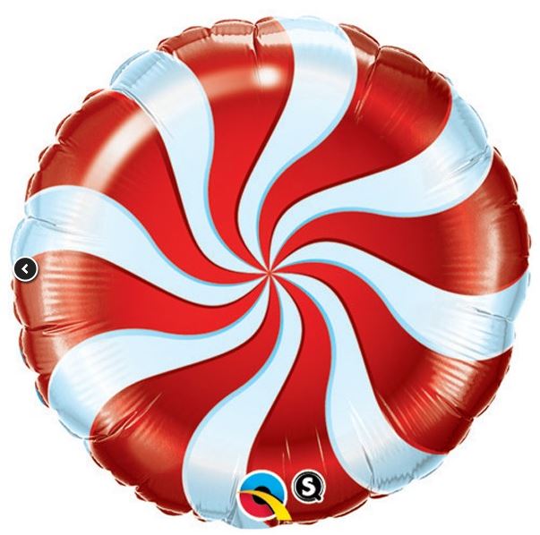 Qualatex 18" Candy Swirl Red Round Balloon - Click Image to Close