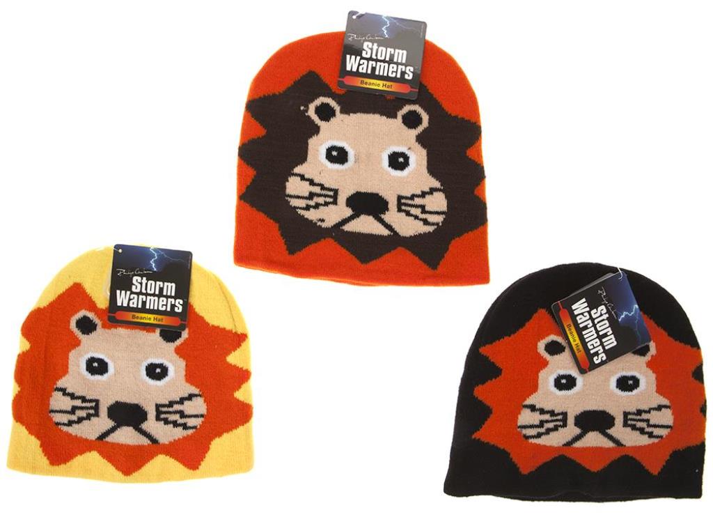 Childs Funny Face Lion Beanie Hat - Click Image to Close