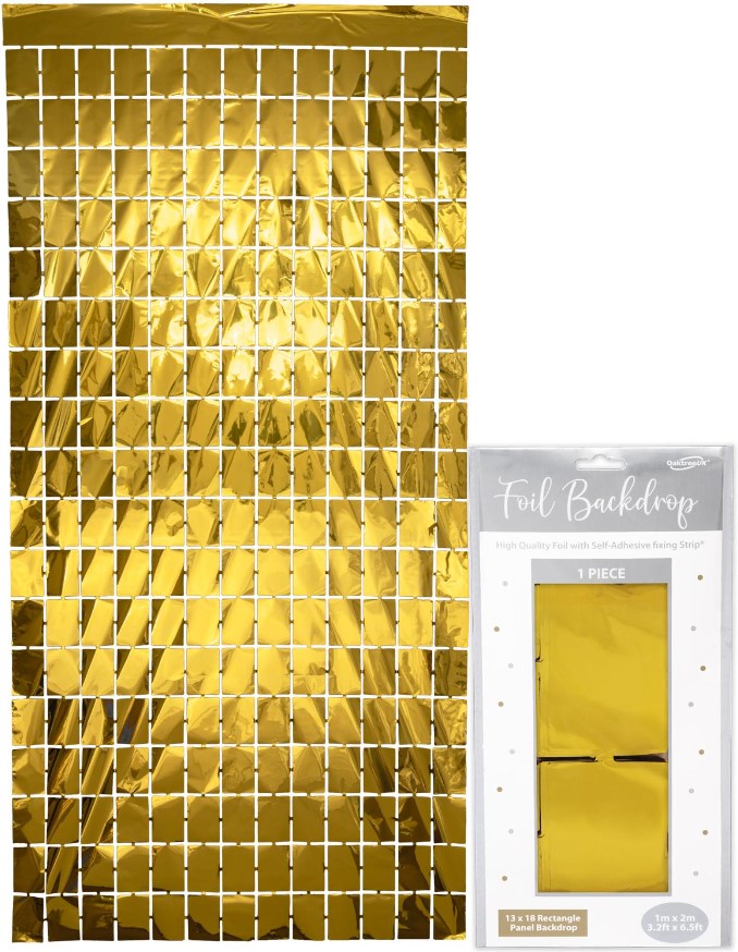 Oaktree Rectangle Foil Backdrop 1m x 2m Metallic Gold - Click Image to Close