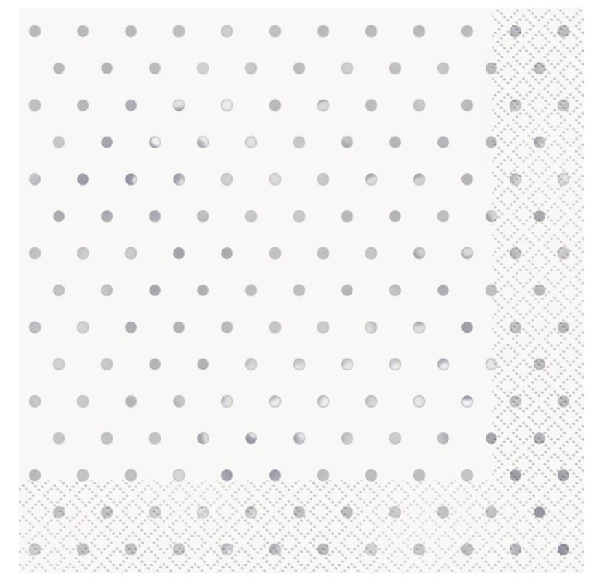 Elegant Silver Foil Dots Paper Napkins 16 Pack - Click Image to Close