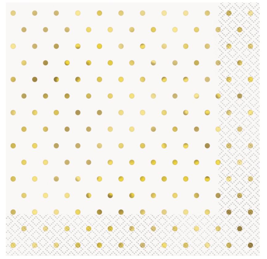ELEGANT GOLD FOIL DOTS LUNCHEON NAPKINS 16PACK FOIL STAMPED - Click Image to Close