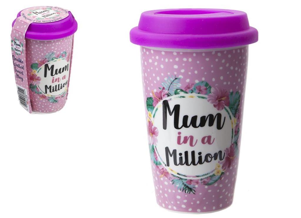 DOUBLE WALL CUP WITH LID MUM DESIGN 320ml - Click Image to Close