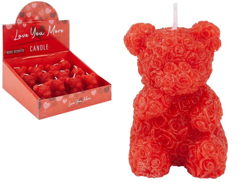 Valentine's Day Rose Scented Bear Candle 6.6cm - Click Image to Close