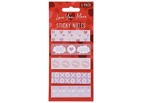Valentine's Day Sticky Notes Pack Of 5 - Click Image to Close
