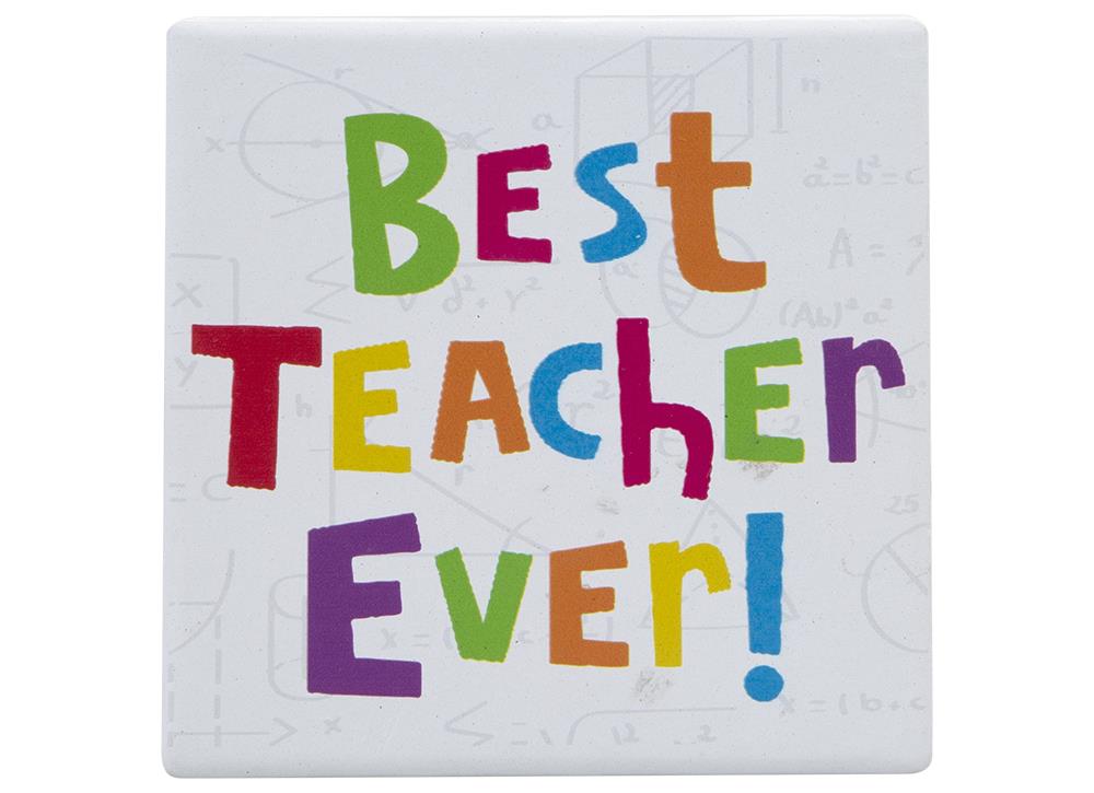 Best Teacher Novelty Coaster 10cm X 10cm - Click Image to Close