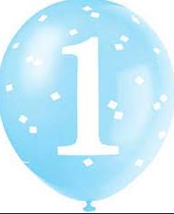 Blue Gingham 1St Birthday 12" Latex Balloons 5 Pack - Click Image to Close