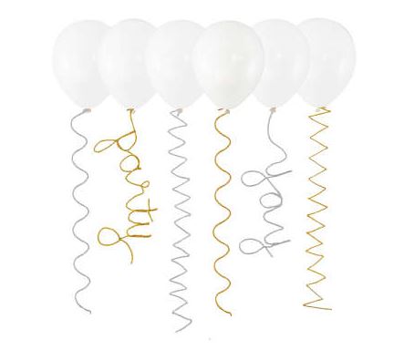 Silver & Gold Pipe Cleaner Balloon Tails 6 Pack - Click Image to Close