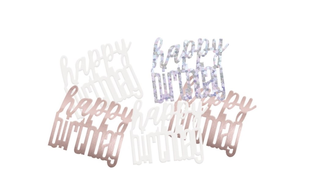 GLITZ Happy Birthday Rose Gold Foil Confetti 14g - Click Image to Close